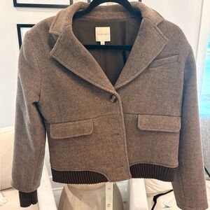 Favorite Daughter Taupe Cropped Wool-Blend Blazer